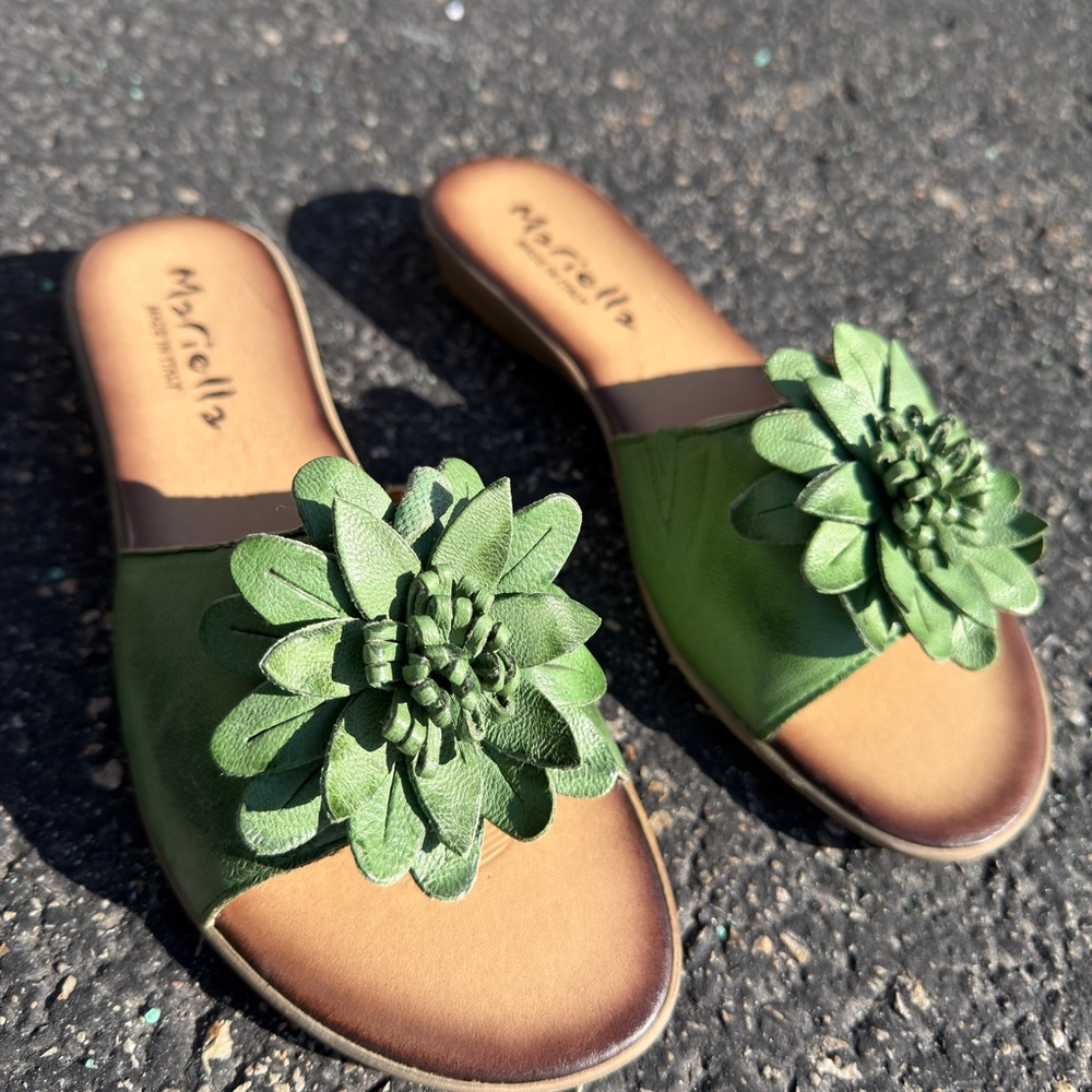MARELLA Olive Green Floral Sandals